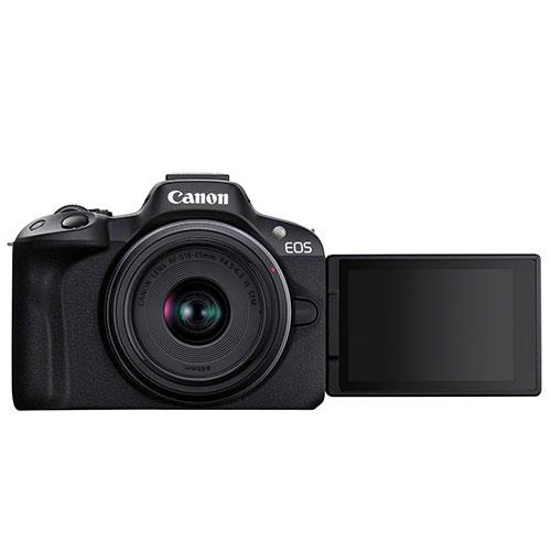 EOS R50 Mirrorless Camera in Black with RF-S 18-45mm Lens Product Image (Secondary Image 1)