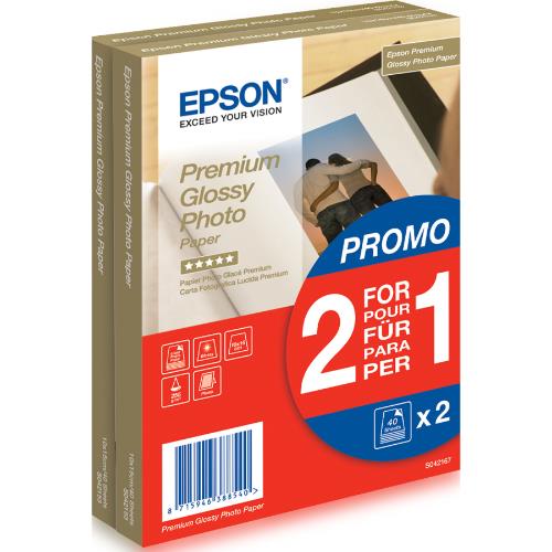 Epson Premium Glossy Photo paper 10x15cm 40 Sheets x2