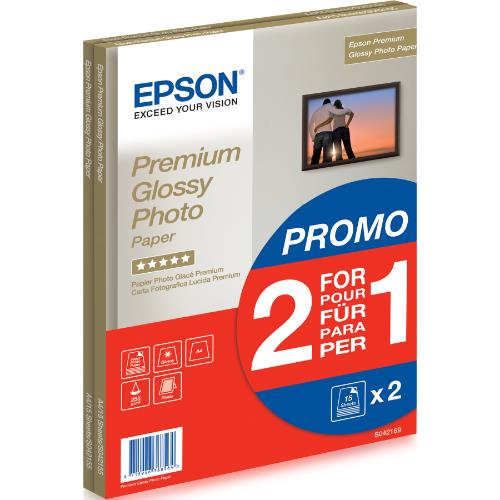 Epson Premium Glossy Photo Paper A4 15 Sheets x2