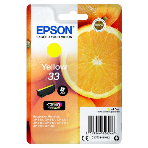 Epson Yellow 33 Claria Premium Ink