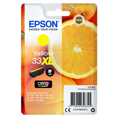 Epson Yellow 33XL Claria Premium Ink