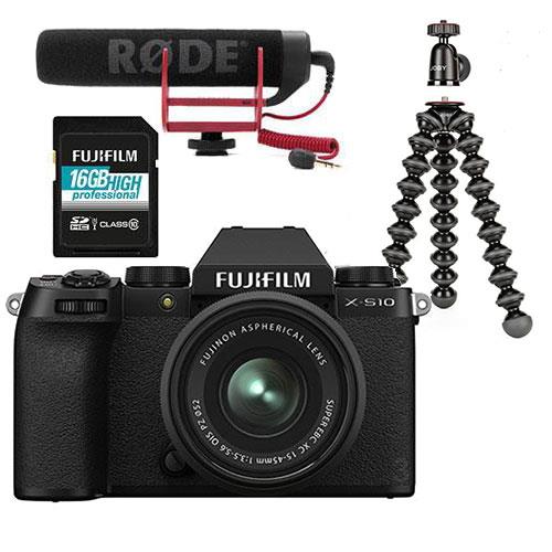 Fujifilm X-S10 Mirrorless Camera in Black with XC15-45mm Lens and Vlogger Kit