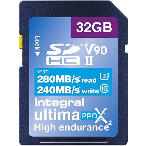 Integral UltimaPro X2 SDHC 32GB 280MB/s V90 UHS-II Memory Card