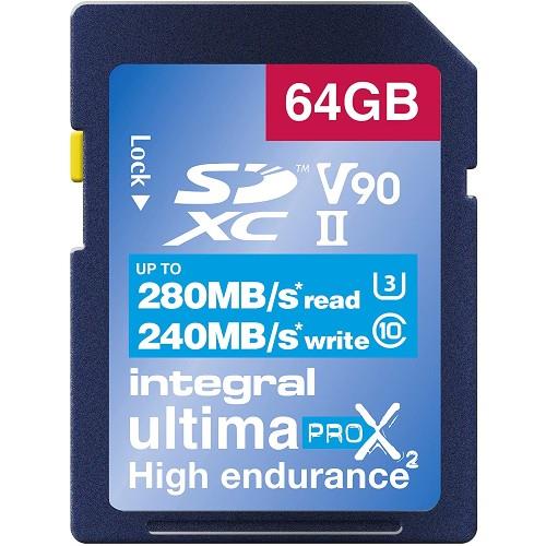 Integral UltimaPro X2 SDXC 64GB 280MB/s V90 UHS-II Memory Card