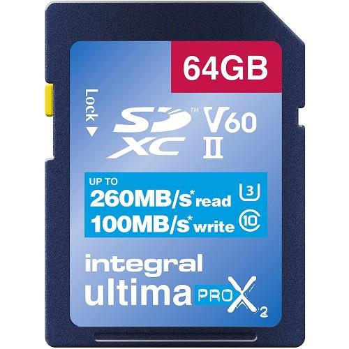 Integral UltimaPro X2 SDXC 64GB 260MB/s V60 UHS-II Memory Card