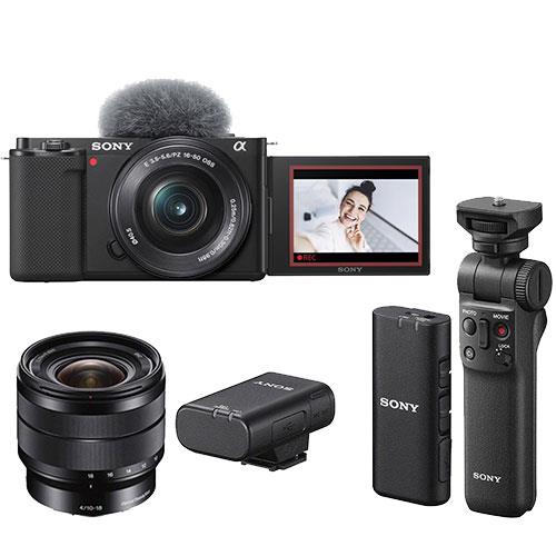 Sony ZV-E10 Mirrorless Vlogger Camera with 16-50mm Lens Creator Kit and Sony 10-18mm Lens